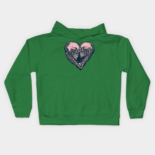 Skull Couple Heart Illustration Kids Hoodie